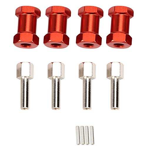 Generic 20mm Extension Wheel Hub Hex Drive Adapter, Durable Aluminium Alloy, Easy Install for 1/10 RC Drift Cars, 4PCS, SilverRedBlack (Red) - color: Red