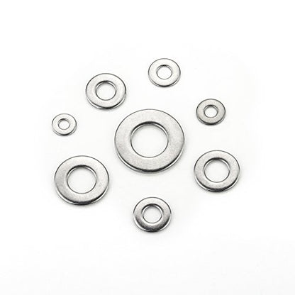 260 Pieces 8 Sizes Stainless Steel Flat Washers, 1/2 3/8 5/16 1/4 12# 10# 8# 6# Hardware Gasket Assortment Kit - size: Stainless Washers Kit (260 Pieces)