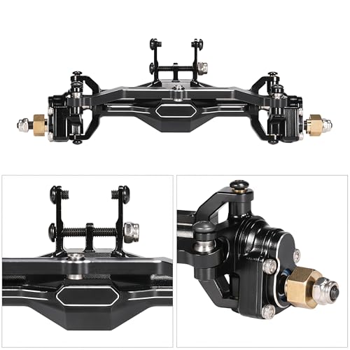 AMK Aluminum TRX4M Axles, CNC TRX4M Portal Axles Front & Rear Set with Steering Link, Aluminum Alloy Housing with Brass Hex for 1/18 RC Crawler TRX4M Defender Bronco Upgrade Parts (Black) - color: Black