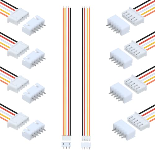 10Pairs JST-XH 2.54mm 5Pin Header Connector Kit with Male and Female Connectors Adapter 200mm 26AWG Flat Wire Cable Compatible with JST XH Plug Adapter (5P) - color: 5P