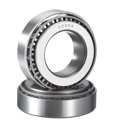 2 Pack 32006 Tapered Roller Bearing Cone and Cup Set | 30mm Bore 55mm OD 17mm Cup Width, Chrome Steel Taper Bearings Set, ABEC-3 - size: 32006
