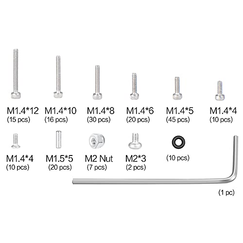 Que-T 186pcs RC Screws Kit M1.4 Metal Screws Pin M2 Nut Box Set for Axial SCX24 90081 AXI00001 C10 AXI00002 1/24 Crawler Car Upgrade Parts