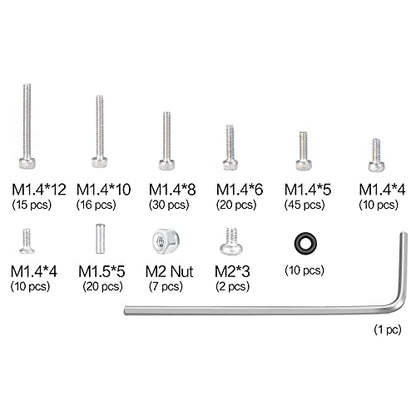 Que-T 186pcs RC Screws Kit M1.4 Metal Screws Pin M2 Nut Box Set for Axial SCX24 90081 AXI00001 C10 AXI00002 1/24 Crawler Car Upgrade Parts