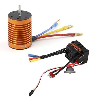 OCDAY 10T 3930KV 4 Poles Sensorless Brushless Motor and 60A ESC for RC Car Truck Boat, Suitable for All 1/10 Scale Chassis