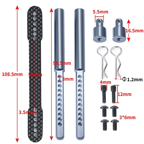 QUE-T Front Rear Body Mount for 1/10 Axial SCX10 II 90046 90047 (Titanium) - color: Titanium