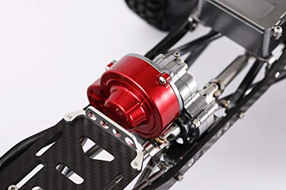 1/10 RC Car Transmission Case Gearbox with Gear Full Alloy Assembled for SCX10 SCX10 II 90047 RC Crawler Car (Titanium) - color: Red