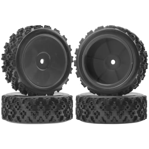 ShareGoo 72mm RC 1/10 On Road Rubber Tires & Wheel Rims 12mm Hex Compatible with Tamiya TT01 Kyosho Fazer Mk2 Traxxas 4Tec 2.0 HSP HPI 1/10 RC On Road Racing & Touring Car (Black) - color: Black