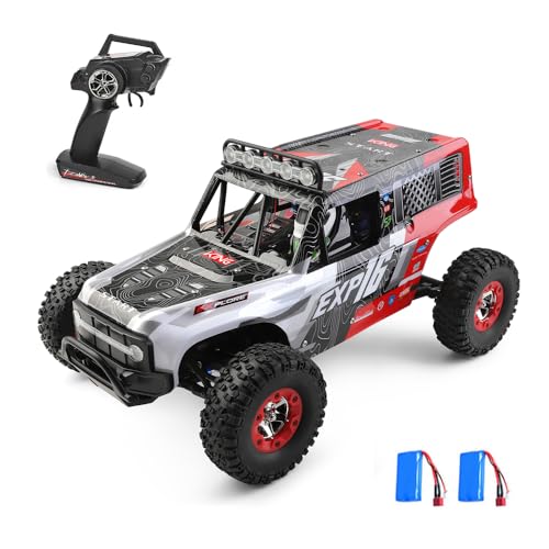 GoolRC WLtoys 124006 RC Car, 1:12 Scale Remote Control Car, 4WD 40KM/H High Speed RC Truck, 2.4GHz Off-Road RC Crawler RTR with LED Lights and 2 Batteries for Adults (Red) - color: Red