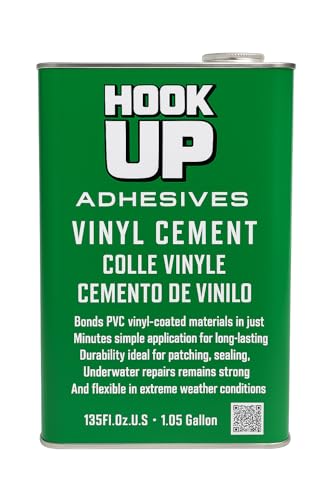 Vinyl Cement – Waterproof Pool Liner Repair Glue for Vinyl & PVC, Fast-Drying Flexible Contact Cement for Inflatables, Air Mattresses, Boats, Tarps, Hot Tubs & Pool Patch Repairs (1 Gallon) - size: 1 Gallon
