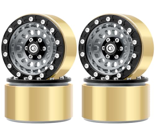 OGRC Brass Aluminum 1.9 Beadlock Wheels 167g Wheel Rims for SCX10 TRX4 | 668g Total Weights, 12mm Hex, for Gen7 Gen8 D90 VS4-10 1/10 RC Carwler, Titanium - color: Titanium