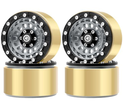 OGRC Brass Aluminum 1.9 Beadlock Wheels 167g Wheel Rims for SCX10 TRX4 | 668g Total Weights, 12mm Hex, for Gen7 Gen8 D90 VS4-10 1/10 RC Carwler, Titanium - color: Titanium