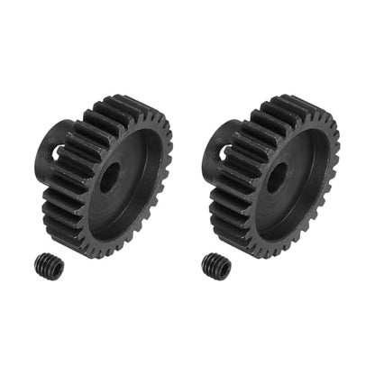 MECCANIXITY 2 Pcs RC 32P Hardened Pinion Gear 5mm Shaft, 30T Motor Gears Carbon Steel for 1/10 RC Model Car Boat Drone - style: 30T