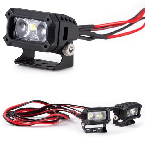 2pcs 18MM Square Led Light Headlight Spotlight for TRX-4 TRX6 SCX10 | 90046 D90 CC01 Wraith Redcat Gen8 1/10 RC Car Upgrade Parts White Lamp - color: White