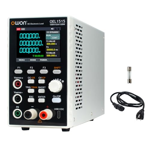 OWON Programmable DC Electronic Load OEL1515, DC 150V 15A Maximum 150W, USB/RS232, CV CC CR CP 4 Operation Modes, 5kHz Dynamic, Lab Bench Power Tester with 2.8” TFT Color LCD Display - size: OWON-OEL1515