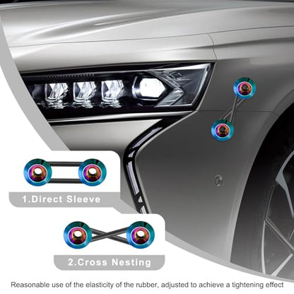 KVAEY Bumper Quick Release, JDM Front Rear Bumper Fasteners with Stainless Steel Screw Rubber O-Ring Washers, Universal Car Bumper Quick Release Tabs Trunk Bend Fenders Holders Kit (Colorful) - color: Colorful