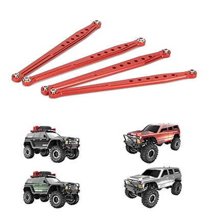 RCAWD Lower Suspension Links Set 4pcs for RedCat 1/10 Everest Gen7 Pro/Sport RC Crawler Links Rod Aluminum Linkage Rod Arm Set Upgrade Part Red - color: Red