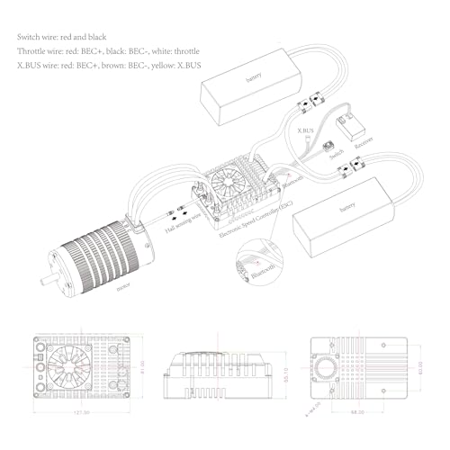 XC E3 Sensored Brushless ESC for RC Car, 6-12S Lipo,300A Continuous Current,10-25A、6.0/7.4/8.4V BEC,Applicable to 1/5,Support Turbo Timing and APP Control - size: E3