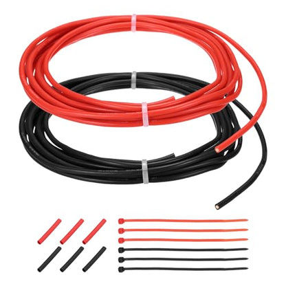 MECCANIXITY 16 Gauge Silicone Electrical Wire Cable, 16 AWG 10ft Black and 10ft Red Electrical Wires High Temp 600V 200C Flexible Stranded Tinned Copper Wires Automotive Cable with Accessories - size: 16 Gauge 3m/10ft