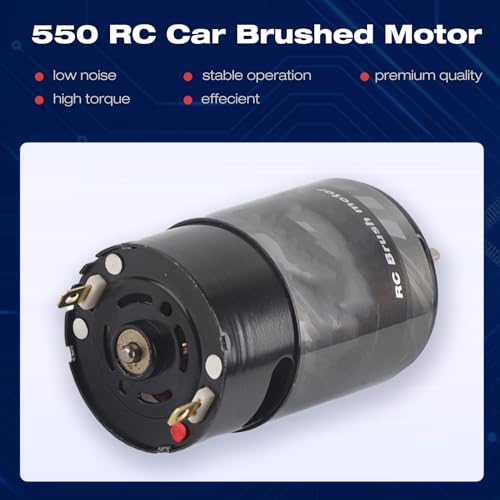 Brushed Motor, Low Noise High Torque 550 RC Motor for Off Road Crawler RC Car Enthusiasts and Hobbyists