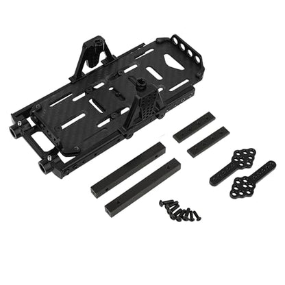 Metal Chassis Frame Kit Extended Rails with Shock Towers Battery Mount Bumper Mount Chassis Brace 4x4 Upgrade to SCX10 6x6 for 1/10 RC Crawler Axial SCX10 Modified Part (Black) - color: Black