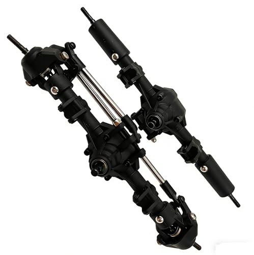 Nylon Front Rear Axle Set with Steel Reverse Bevel Gear for 1/10 RC Crawler SCX10 II 90046 47 R-G-T 86100 Upgrade Part(Black