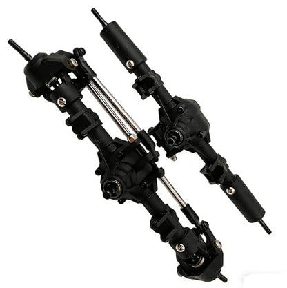 Nylon Front Rear Axle Set with Steel Reverse Bevel Gear for 1/10 RC Crawler SCX10 II 90046 47 R-G-T 86100 Upgrade Part(Black