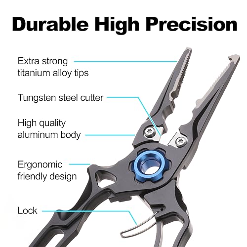 7.5” Fishing Pliers, Fishing Tool For Anglers, CNC Machined, Silver