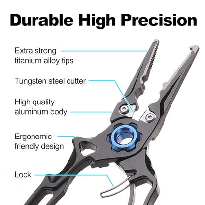 7.5” Fishing Pliers, Fishing Tool For Anglers, CNC Machined, Silver