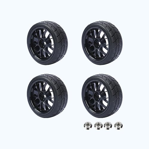 RCAWD Pre-Glued RC Wheel and Tires fit 12mm Hex Hub for 1/10 Redcat, Hpi, Tamiya, Associated, HSP,ExceedRC Series On Road Drift RC Car