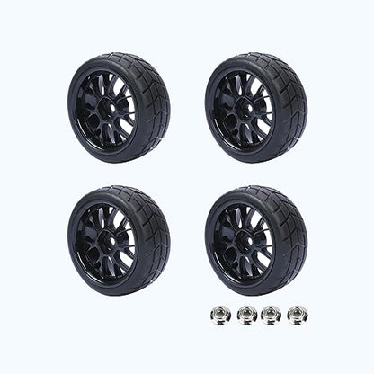 RCAWD Pre-Glued RC Wheel and Tires fit 12mm Hex Hub for 1/10 Redcat, Hpi, Tamiya, Associated, HSP,ExceedRC Series On Road Drift RC Car