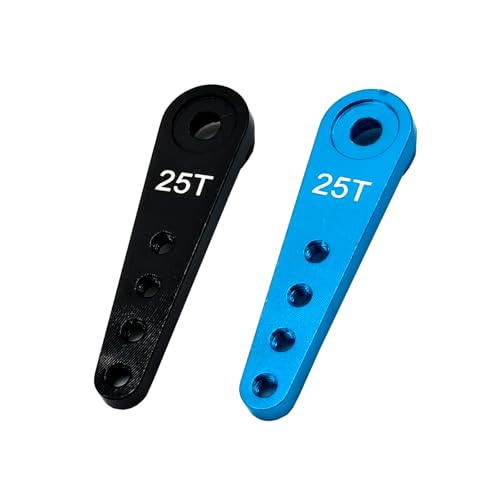 5pcs Aluminum 25T Servo Horn 37mm M2.5 Threads Metal 25 Teeth Extension Steering Arm Compatible with Futaba Savox Power Servos RC Car Truck - color: Black