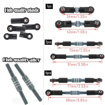 Upgrades Part for 1/10 Slash 4x4 VXL,Alloy Suspension Arm,Shock Absorber,Caster Block,Steering Blocks,Stub Axle Carriers,Steering Bellcranks,Shock Tower,Body Mounts,Drive Shaft,Links,Titanium - color: Titanium - (1 Set)