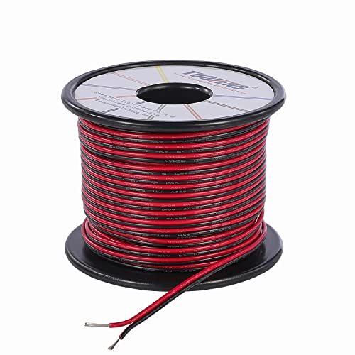 TUOFENG 22 AWG 2 Conductor Wire, 100 ft Red Black PVC Cable for LED - size: 22 AWG 2 Parallel PVC Wire 100ft