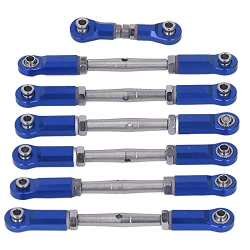 7PCS Adjustable Links Set for Slash Rustler - RC Accessories - 1/10 RC Car Adjustable Steering Linkage Kit with 87-103mm Links (Blue) - color: Blue