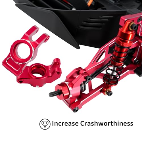 Aluminum Alloy Front Steering Block Knuckles,Rear C-Hubs Upgrade Parts for Arrma 1/14 Typhon Grom 1/18 Granite Grom (Red) - color: Red