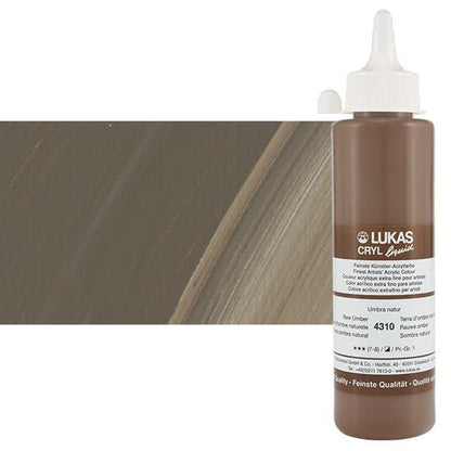 Lukas Cryl Liquid Soft Body Acrylic Paints for Painting - Professional Low Viscosity - 250 ml Bottle Raw Umber - color: Raw Umber
