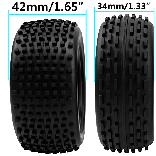 4Pcs HIRCQOO OD 88mm/3.46" Front Rear Rubber Tire Tyre & Plastic Wheel Rims 12mm Hex Compatible with Redcat Shockwave HPI HSP ExceedRC Kyosho 1/10 Scale Off Road Buggy (Black) - color: Black