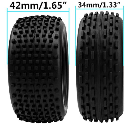 4Pcs HIRCQOO OD 88mm/3.46" Front Rear Rubber Tire Tyre & Plastic Wheel Rims 12mm Hex Compatible with Redcat Shockwave HPI HSP ExceedRC Kyosho 1/10 Scale Off Road Buggy (Black) - color: Black