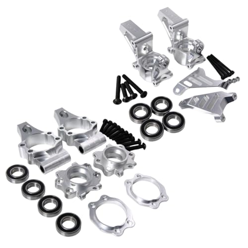 GTBRacing CNC Aluminum Front Rear Wheel Hub Carrier C-Hub Mount Sets for 1:5 RC Car HPI KM Rovan Baja 5B 5T 5SC Buggy Truck Part (Silver Design 2) | Aluminum HPI Baja Hub - color: Silver Design 2