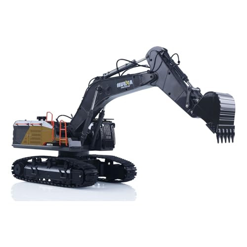 US in Stock, HUINA 1592 1/14 RC Excavator | 680° Rotatable, RC Metal Construction Vehicle with Light & Sound, 2.4GHz 50M Remote, RTR RC Digger with Battery Charger
