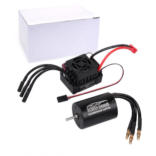 3650 3100KV Brushless Motor ESC Combo, Waterproof 60A Sensorless Brushless ESC for 1/10 RC Cars, 2S LiPo Brushless Motor Kit for Off-Road, Buggy, Monster Truck, Touring Car