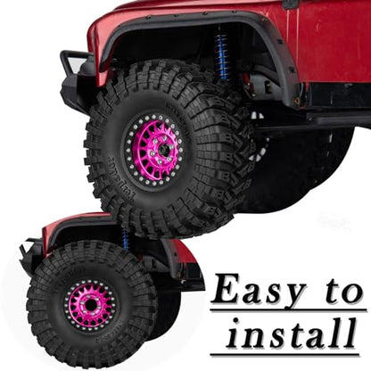 1.9 Dually Beadlock RC Wheel RC Tires for 1/10 SCX10 90046 AXI03007 TRX4 TRX6 VS4-10 Gen7 Gen8 MST CFX D90,Aluminum 1.9" Wheel Hub Rim RC Truck Tires 4pcs w/Adjustable Offset 4PCS Pink - color: Pink/Rc Wheel
