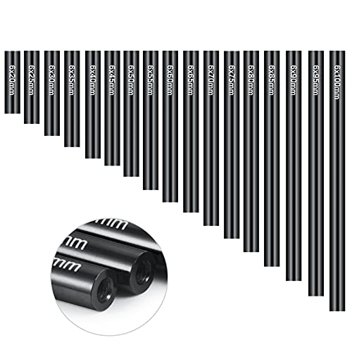 Que-T 17pcs 20-100mm Metal Linkage Pull Rod Kit for 1/10 RC Axial SCX10 Rock Crawler Car Upgrade Parts (Black) - color: Black
