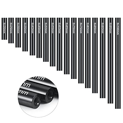 Que-T 17pcs 20-100mm Metal Linkage Pull Rod Kit for 1/10 RC Axial SCX10 Rock Crawler Car Upgrade Parts (Black) - color: Black