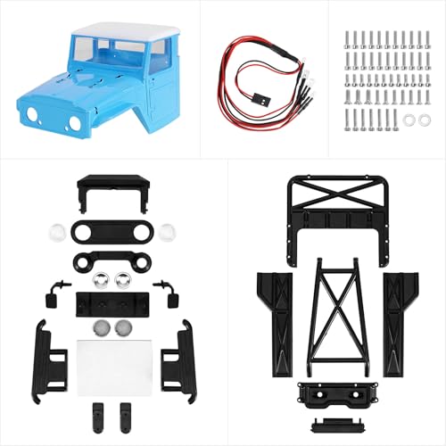 INJORA IR40-24 Half Truck Hard Body with Cage for 1/24 SCX24 Upgrade(Blue) - color: Blue