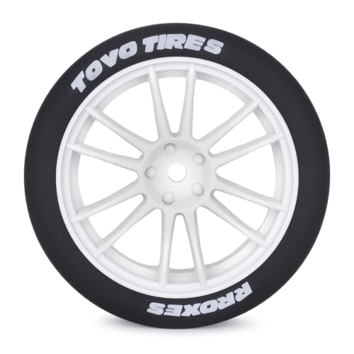 1/10 RC Drift Wheels and Tires Set, 12 Spoke On-Road Touring Car Wheel Tire Combo, 12mm Hex Drift Tires for RC Drift Car, 4PCS (White) - color: White