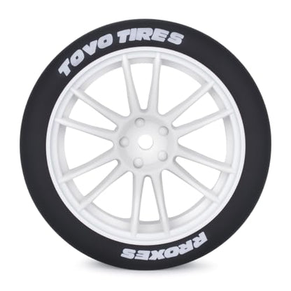 1/10 RC Drift Wheels and Tires Set, 12 Spoke On-Road Touring Car Wheel Tire Combo, 12mm Hex Drift Tires for RC Drift Car, 4PCS (White) - color: White