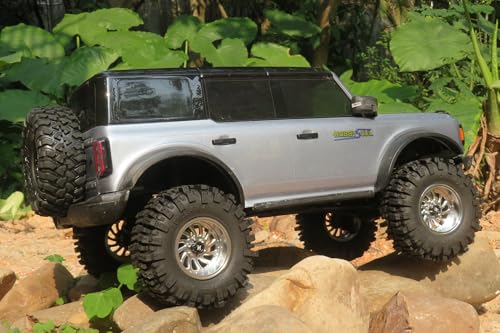 124mm Tall 2.2 Mud Slingers Tires & 2.2 Beadlock Wheels Adjustable Offset 40mm Wide Rims for RC Crawler Trail SCX10 Everest 10 Capra Wraith Upgrades,HS701582 - color: Silver