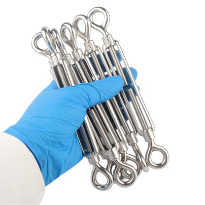 6PCS M8 Eye & Eye Turnbuckle 304 Stainless Steel 5/16" Turnbuckle Wire Rope Tension Heavy Duty Turnbuckles for Cable Railing Wire Rope Hardware Kit - size: Eye & Eye-M8