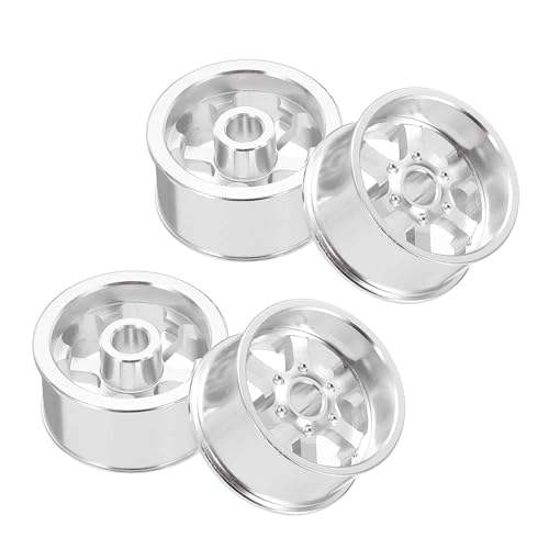 MECCANIXITY 4Pcs RC Car Wheel Rims, 20.5mm Dia 5-Spoke Silver Aluminum Alloy Wheel Rims Hex Hub for HSP RC Drift On-road Racing Touring Car - color: Silver